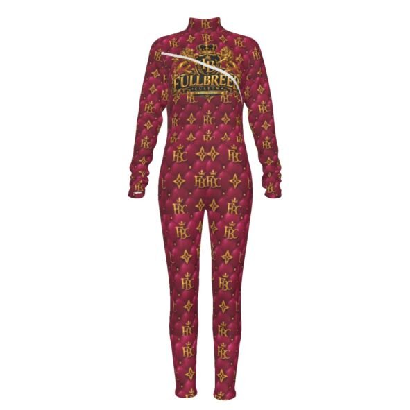 FullbreedCustom  Print Women's Long-sleeved High-neck Jumpsuit With Zipper