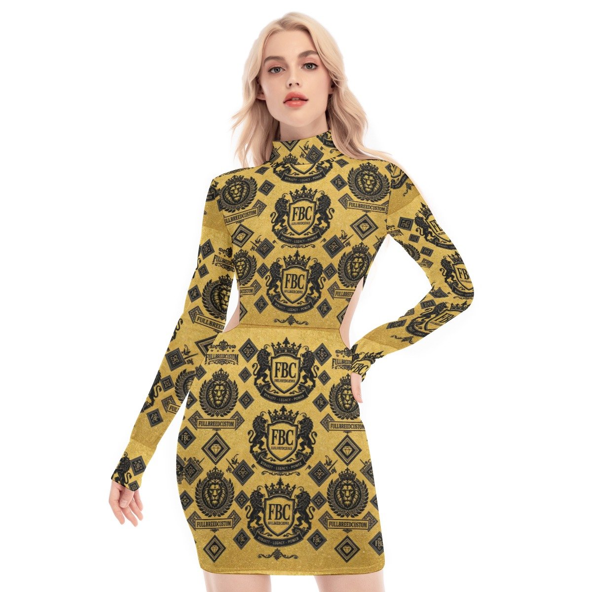 All-Over Print Women's Waist Hollow Hip Dress - Image 4