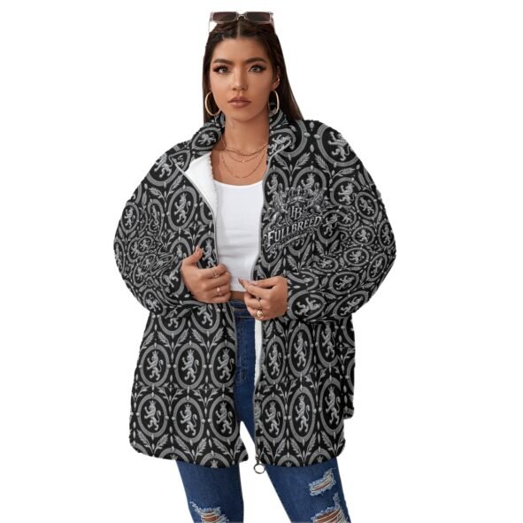 FullbreedCustom Print Unisex Borg Fleece Stand-up Collar Coat With Zipper Closure(Plus Size)
