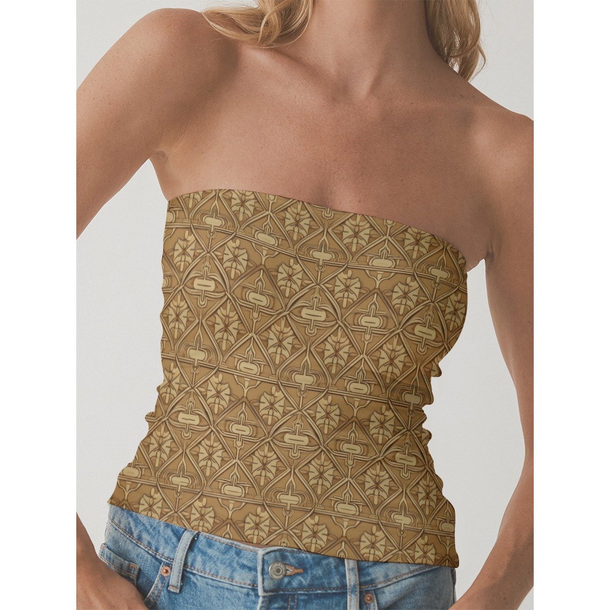 All-Over Print Women's Double-Layer Strapless Top - Image 2