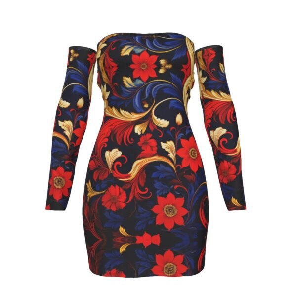 All-Over Print Women's Off-shoulder Back Lace-up Dress