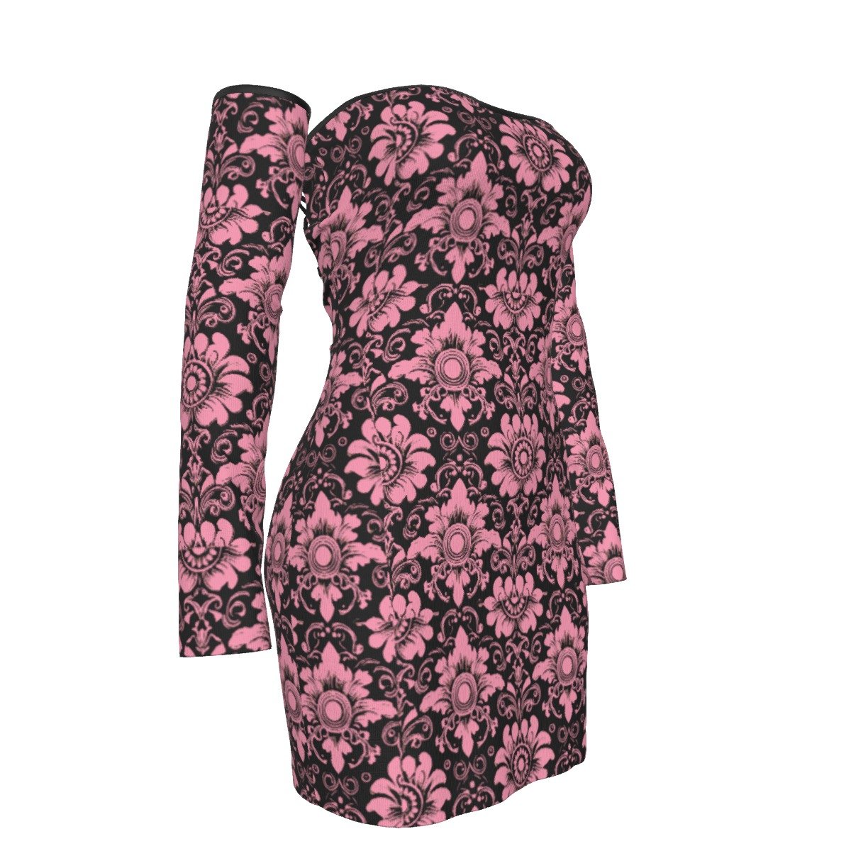 All-Over Print Women's Off-shoulder Back Lace-up Dress - Image 4