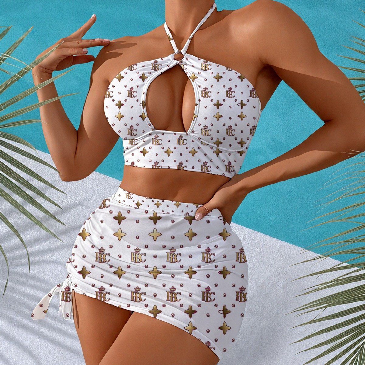 FullbreedCustom Print Women's Halter Neck swimming Suit