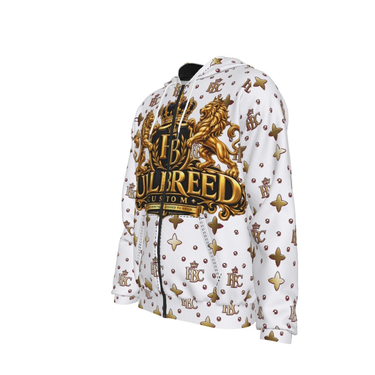 FullbreedCustom Print Men's Heavy Fleece Raglan Zip Up Hoodie With Pocket - Image 6