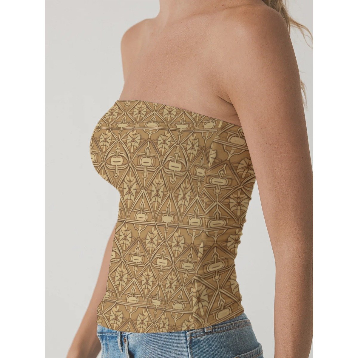 All-Over Print Women's Double-Layer Strapless Top - Image 3