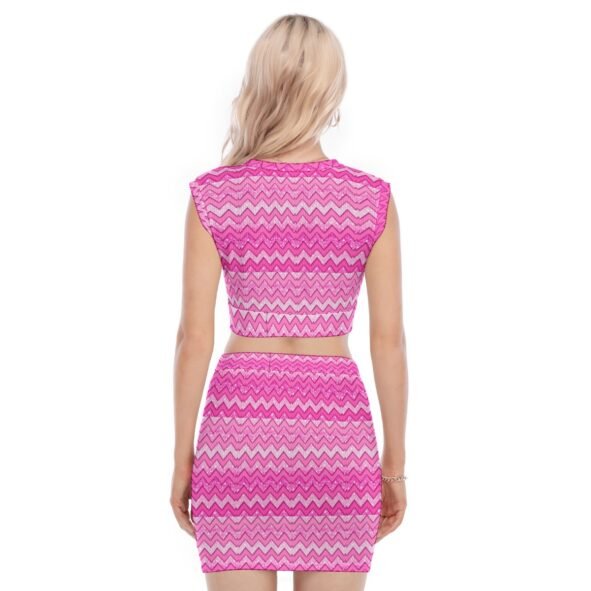 All-Over Print Women's Collarless V Collar Vest Skirt Suit