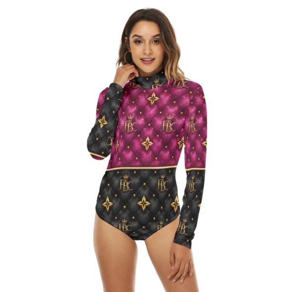 All-Over Print Women's Turtleneck Long Sleeve Bodysuit