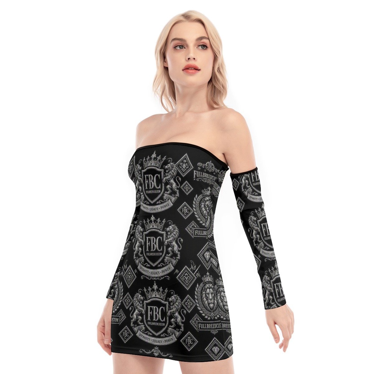 All-Over Print Women's Off-shoulder Back Lace-up Dress - Image 3