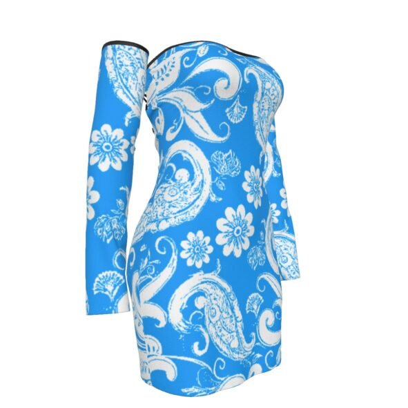 All-Over Print Women's Off-shoulder Back Lace-up Dress