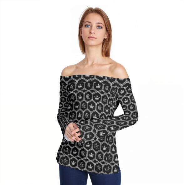 FullbreedCustom  Print Women Off-Shoulder Long Sleeve Top