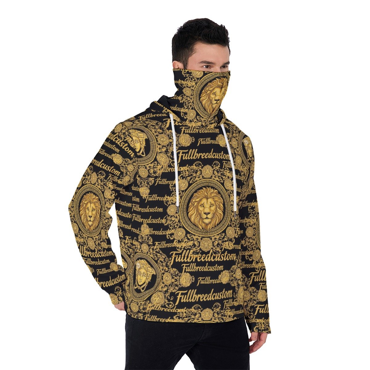 All-Over Print Men's Heavy Fleece Hoodie With Mask - Image 3