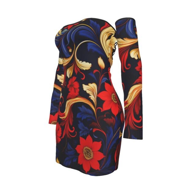 All-Over Print Women's Off-shoulder Back Lace-up Dress