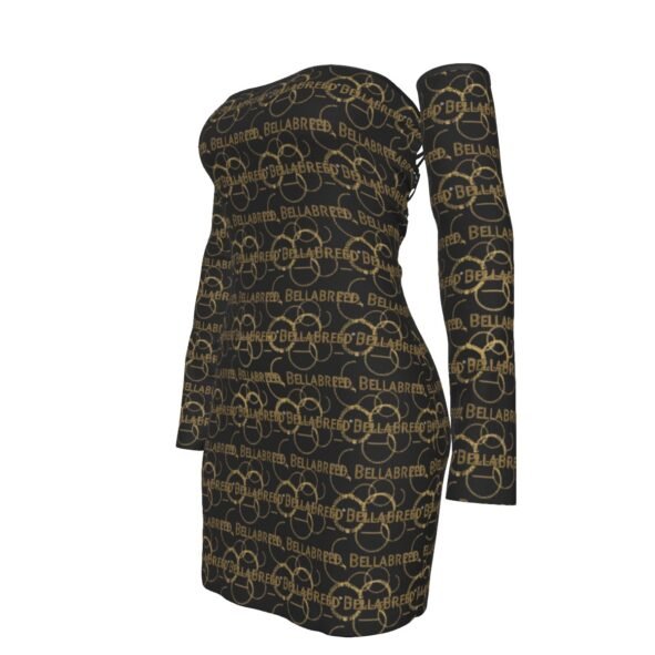 All-Over Print Women's Off-shoulder Back Lace-up Dress