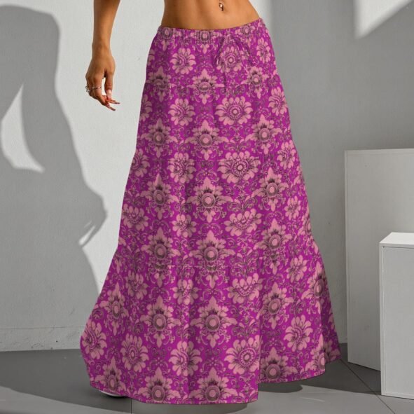All-Over Print Women's Pleated Long Skirt
