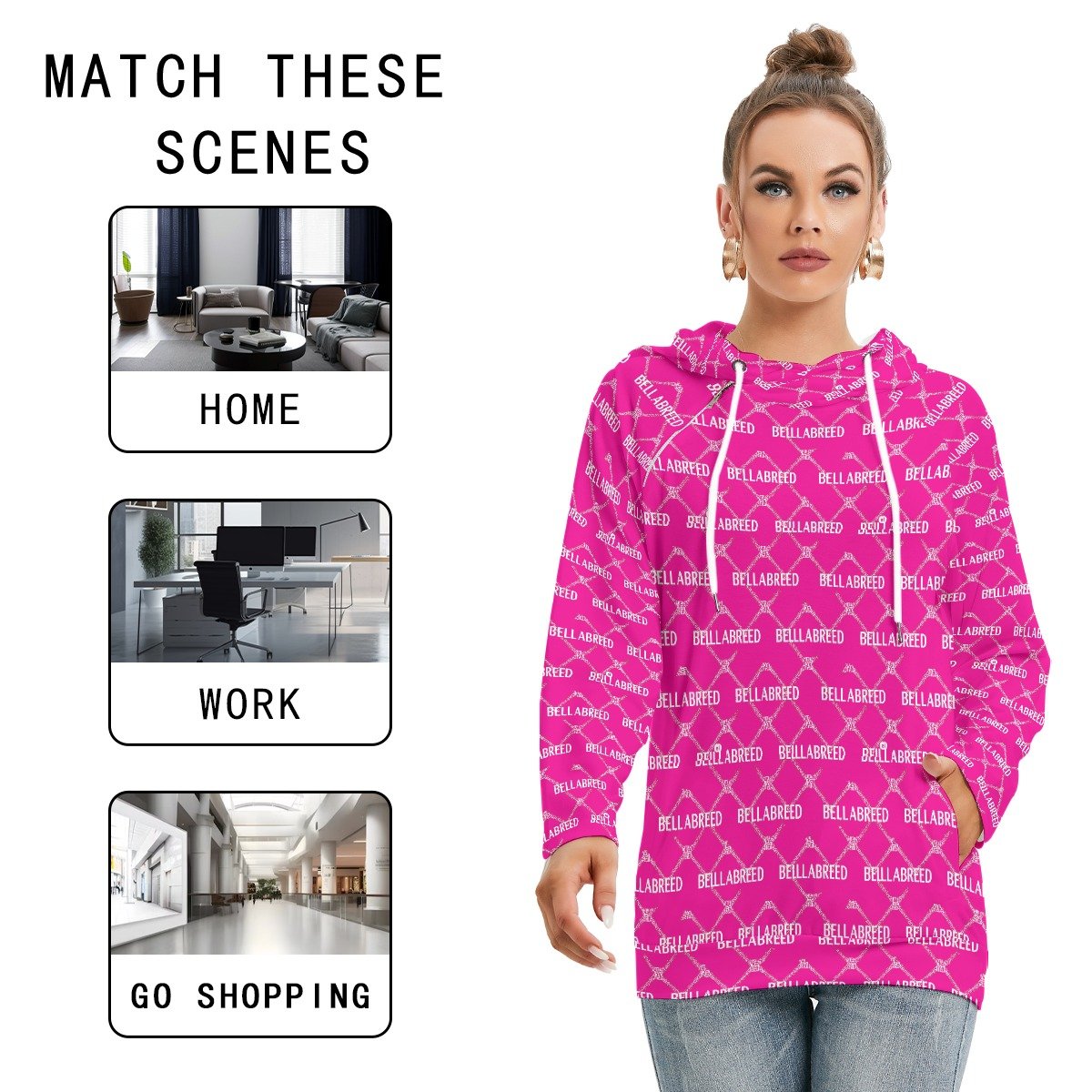 All-Over Print Women's Hoodie With Double Hood - Image 4