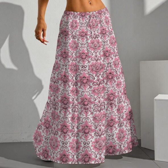All-Over Print Women's Pleated Long Skirt