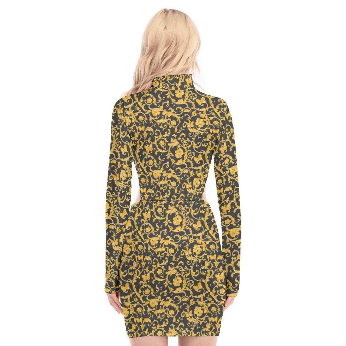 All-Over Print Women's Waist Hollow Hip Dress - Image 2