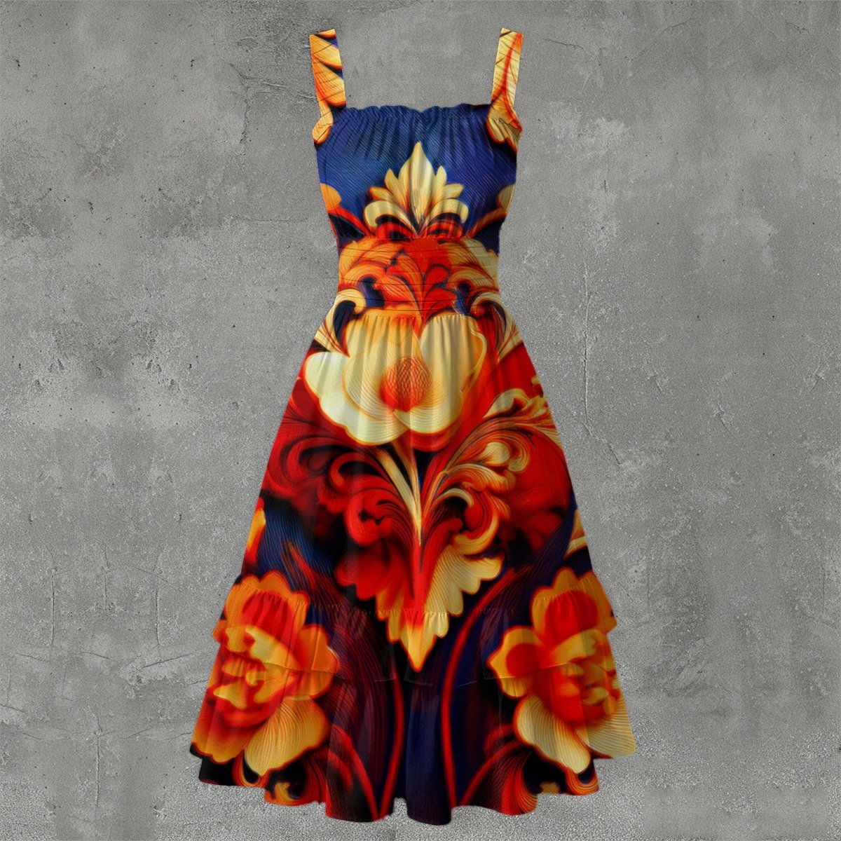 All-Over Print Women‘s Ruffle Hem Dress