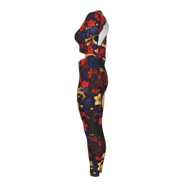 All-Over Print Women's Sport Set With Backless Top And Leggings