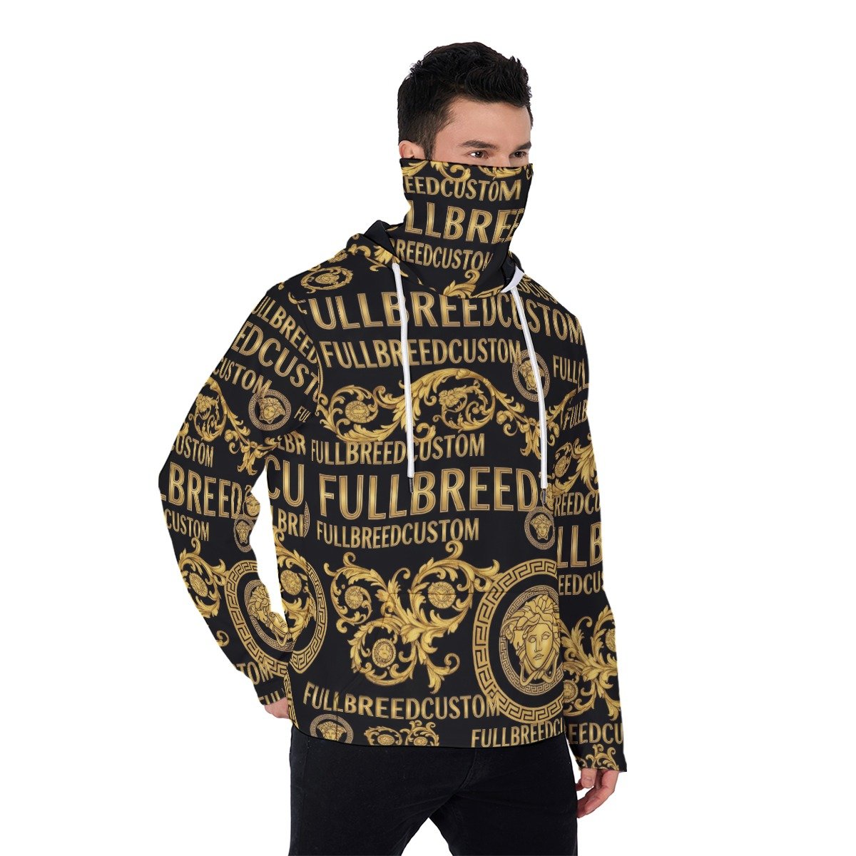 All-Over Print Men's Heavy Fleece Hoodie With Mask