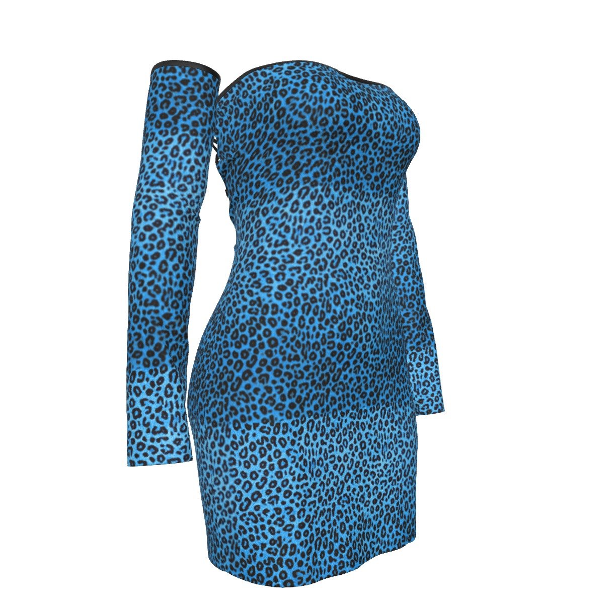 All-Over Print Women's Off-shoulder Back Lace-up Dress - Image 3