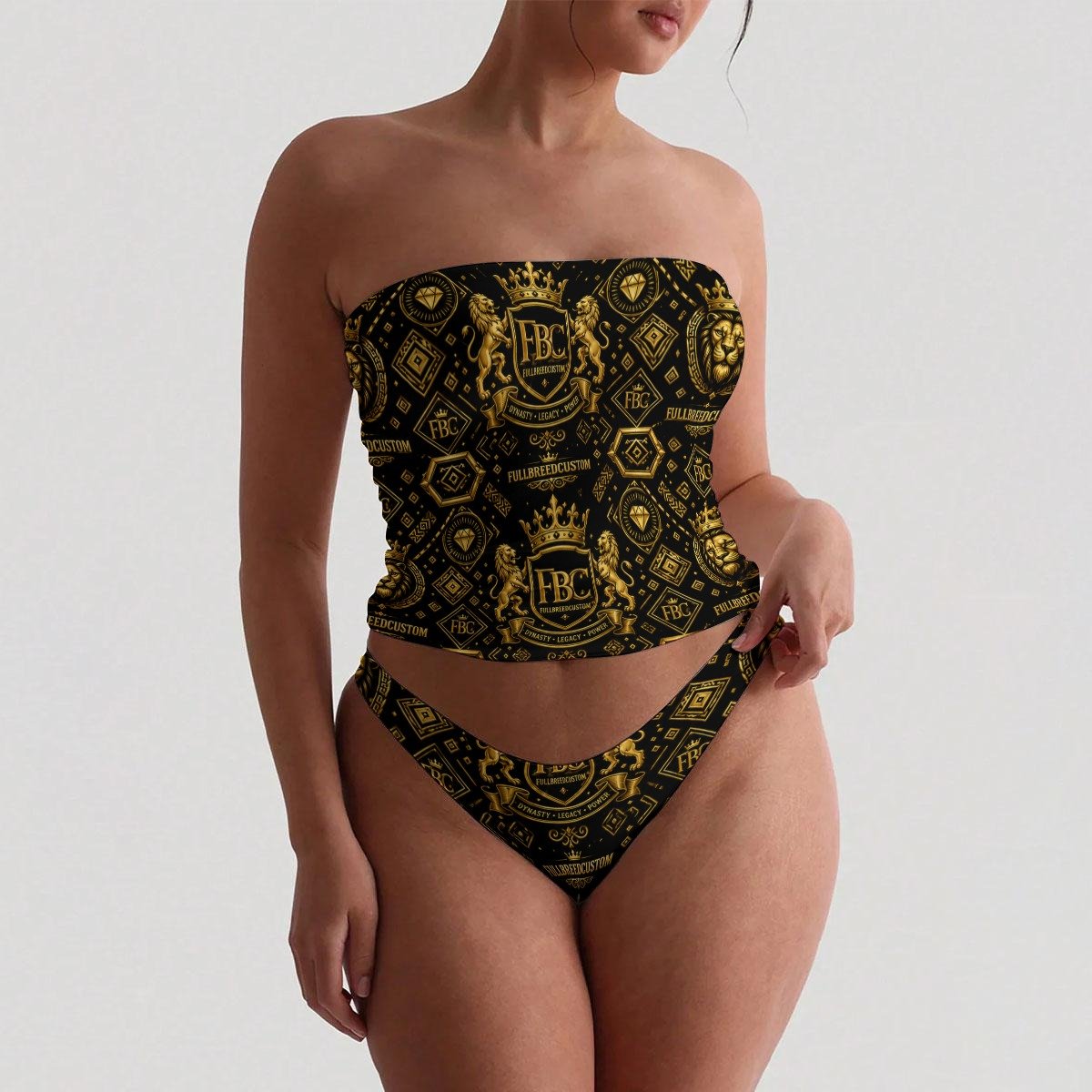 FullbreedCustom Print Women's Strapless Tube Top Set