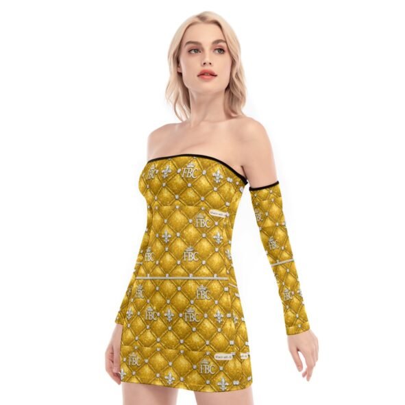 All-Over Print Women's Off-shoulder Back Lace-up Dress