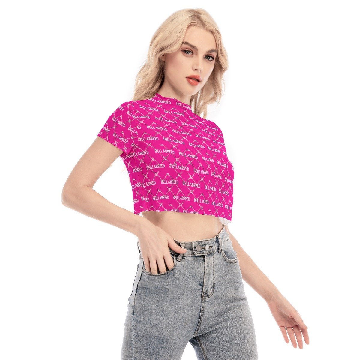All-Over Print Women's Short Sleeves Mesh Crop Top - Image 2