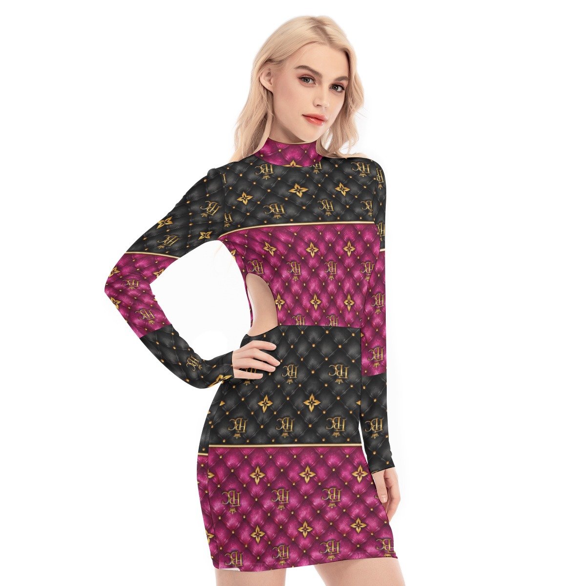 All-Over Print Women's Waist Hollow Hip Dress - Image 2