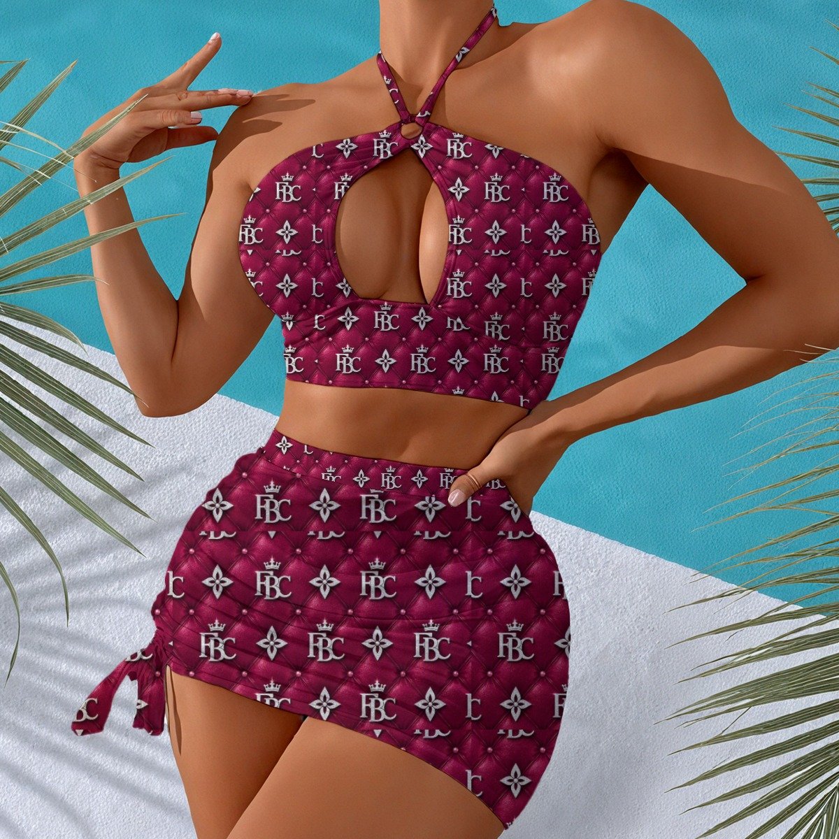 FullbreedCustom Print Women's Halter Neck swimming Suit