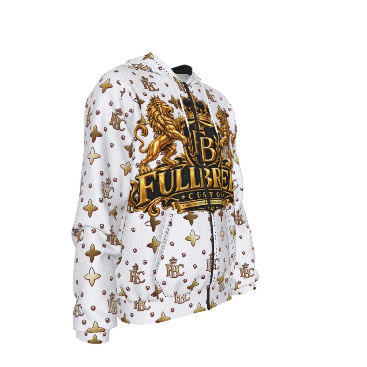 FullbreedCustom Print Men's Heavy Fleece Raglan Zip Up Hoodie With Pocket - Image 4