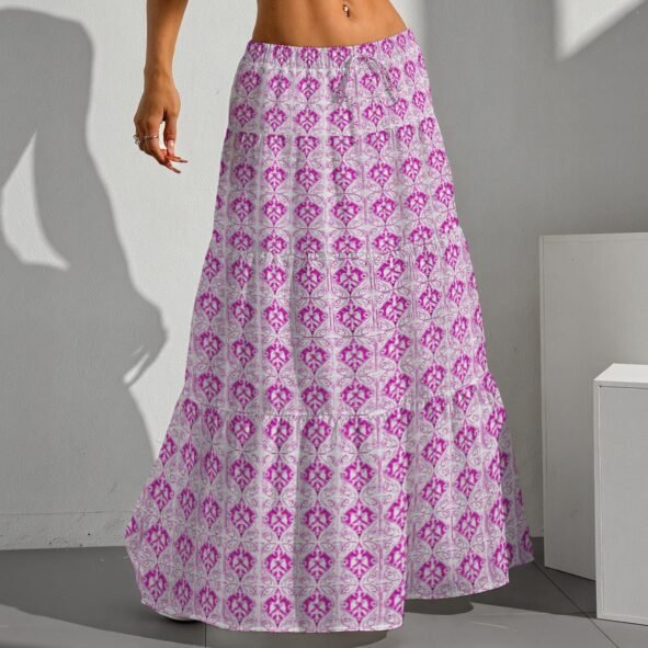 All-Over Print Women's Pleated Long Skirt