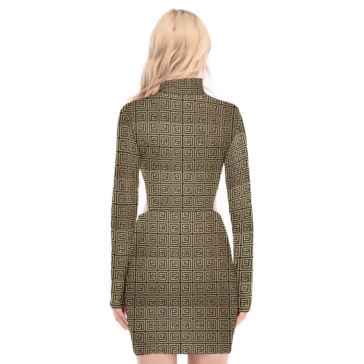 All-Over Print Women's Waist Hollow Hip Dress - Image 6