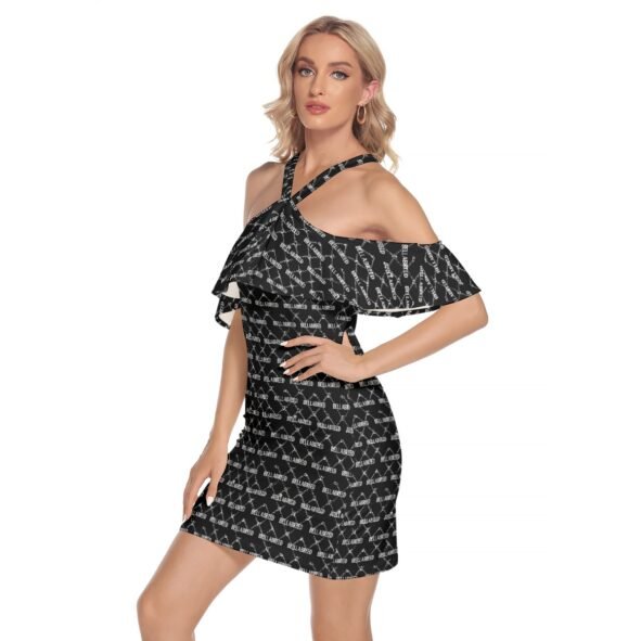 All-Over Print Women's Cold Shoulder Cami Dress With Ruffle
