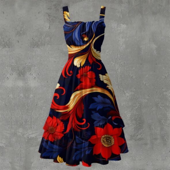All-Over Print Women‘s Ruffle Hem Dress
