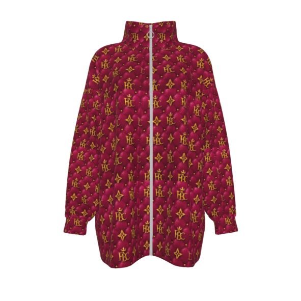 FullbreedCustom Print Unisex Borg Fleece Stand-up Collar Coat With Zipper Closure(Plus Size)