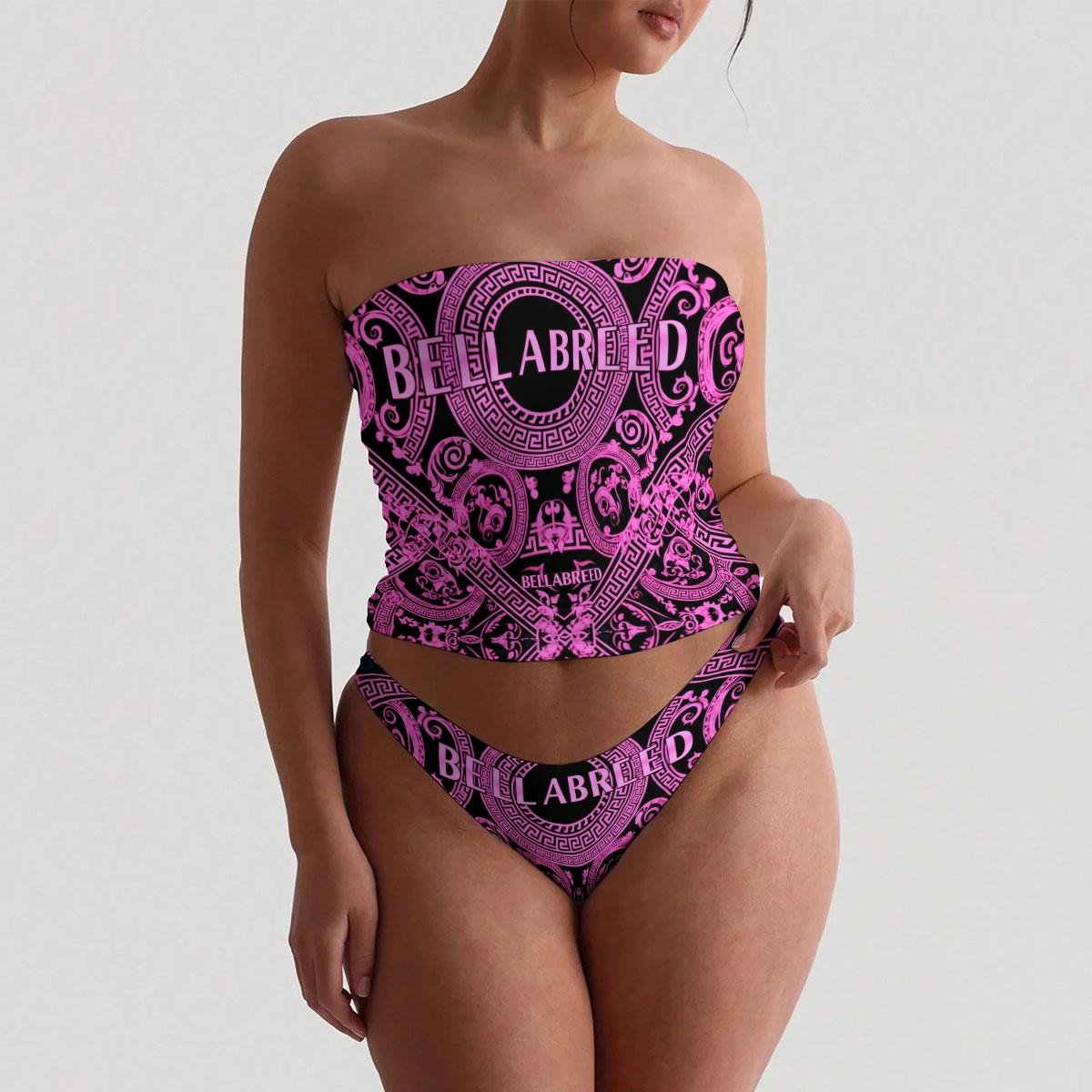 All-Over Print Women's Strapless Tube Top Set