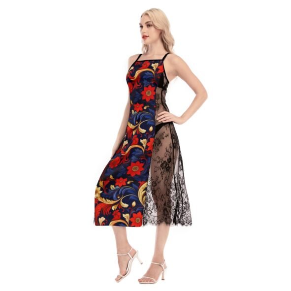 All-Over Print Women's Lace Cami Cross Back Dress