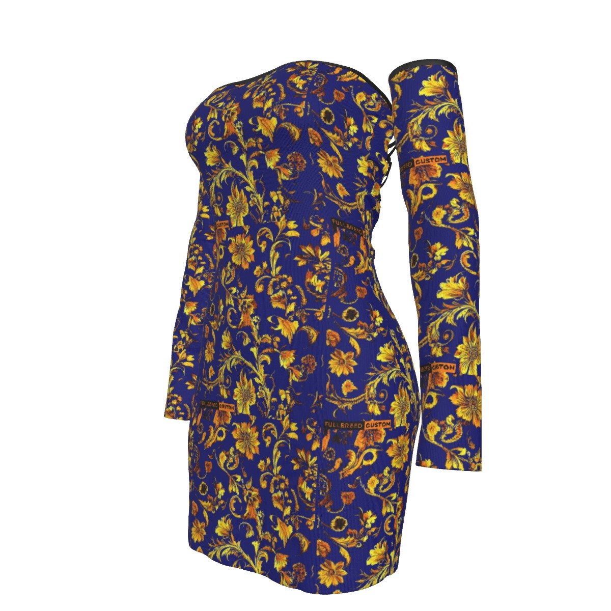 All-Over Print Women's Off-shoulder Back Lace-up Dress - Image 2