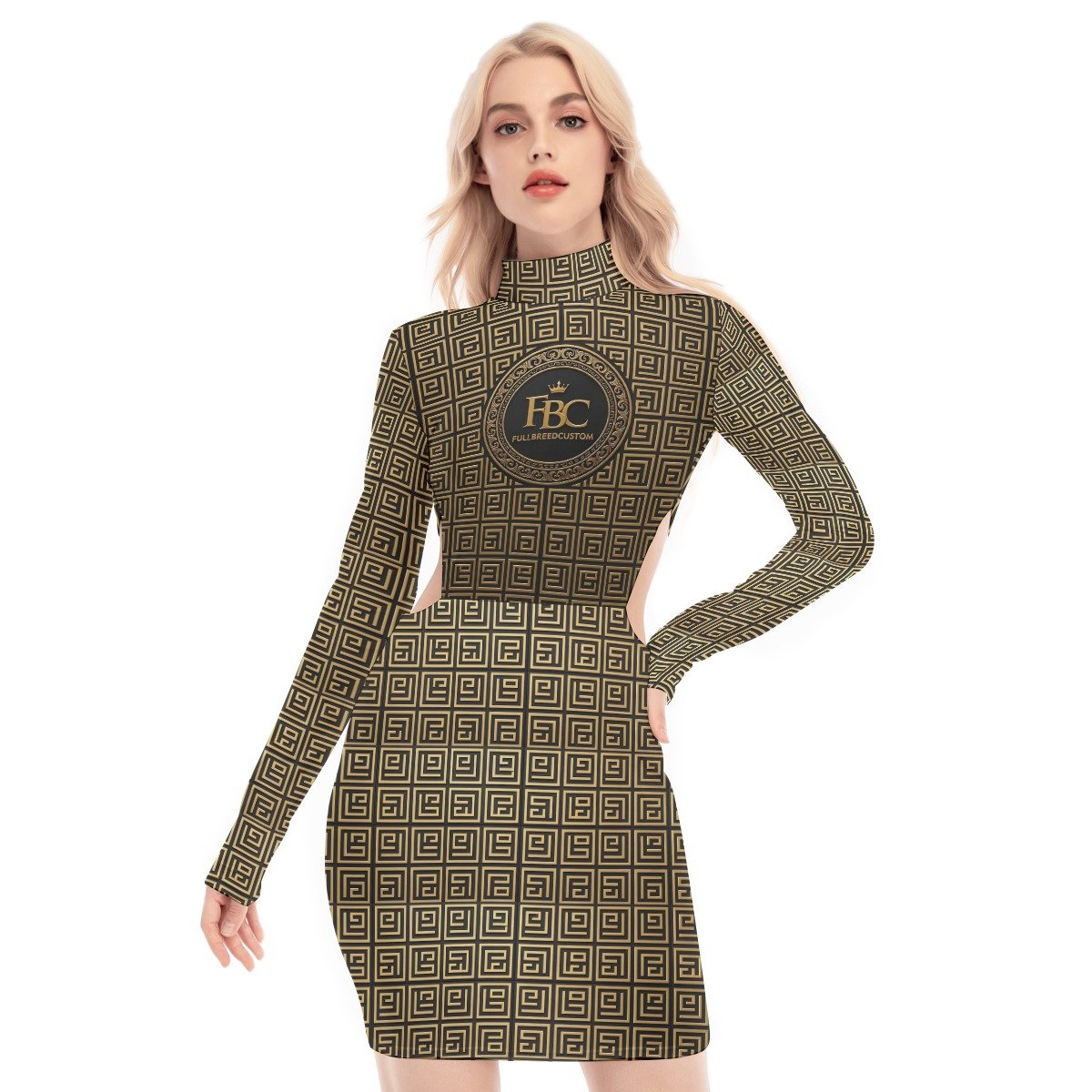All-Over Print Women's Waist Hollow Hip Dress - Image 5