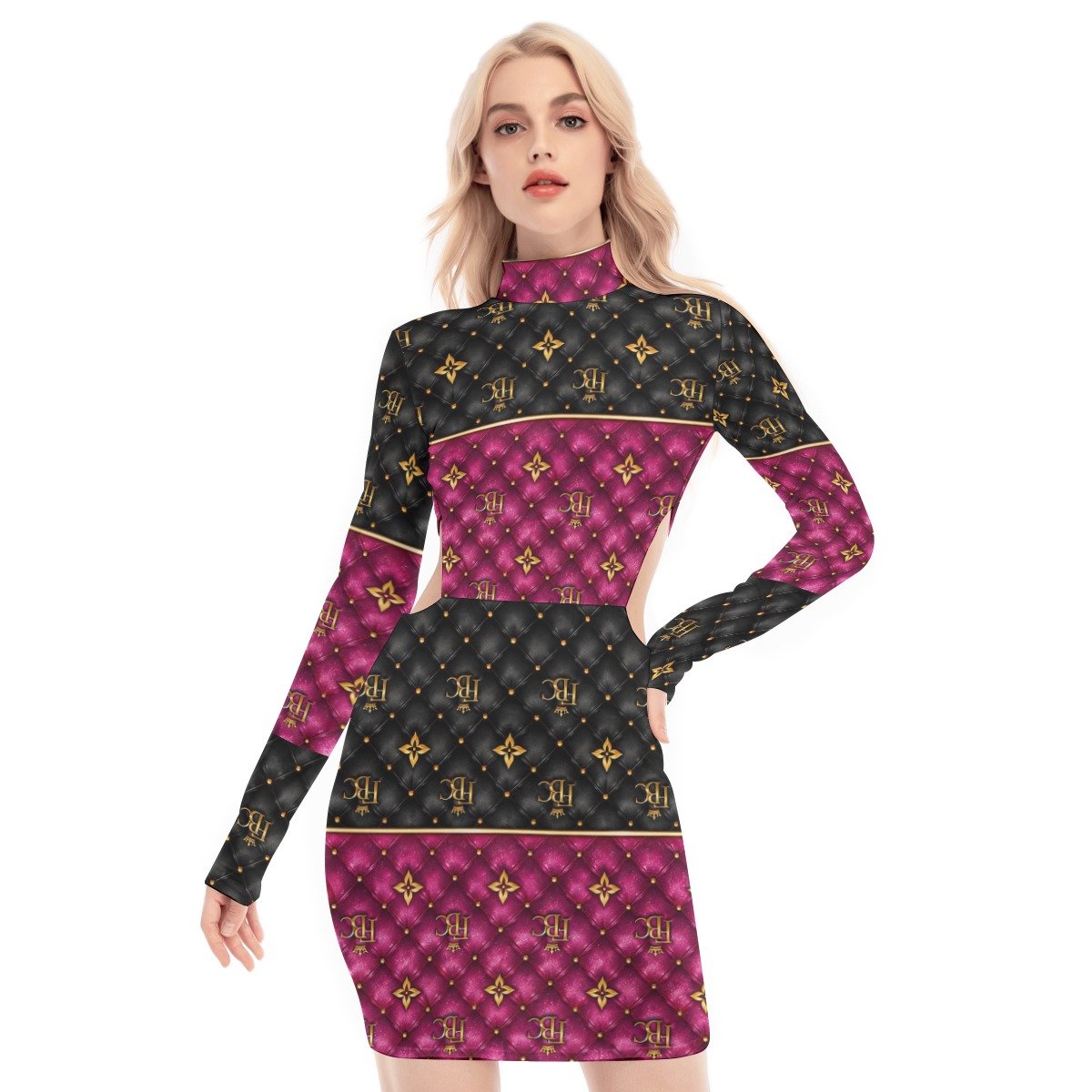 All-Over Print Women's Waist Hollow Hip Dress - Image 3