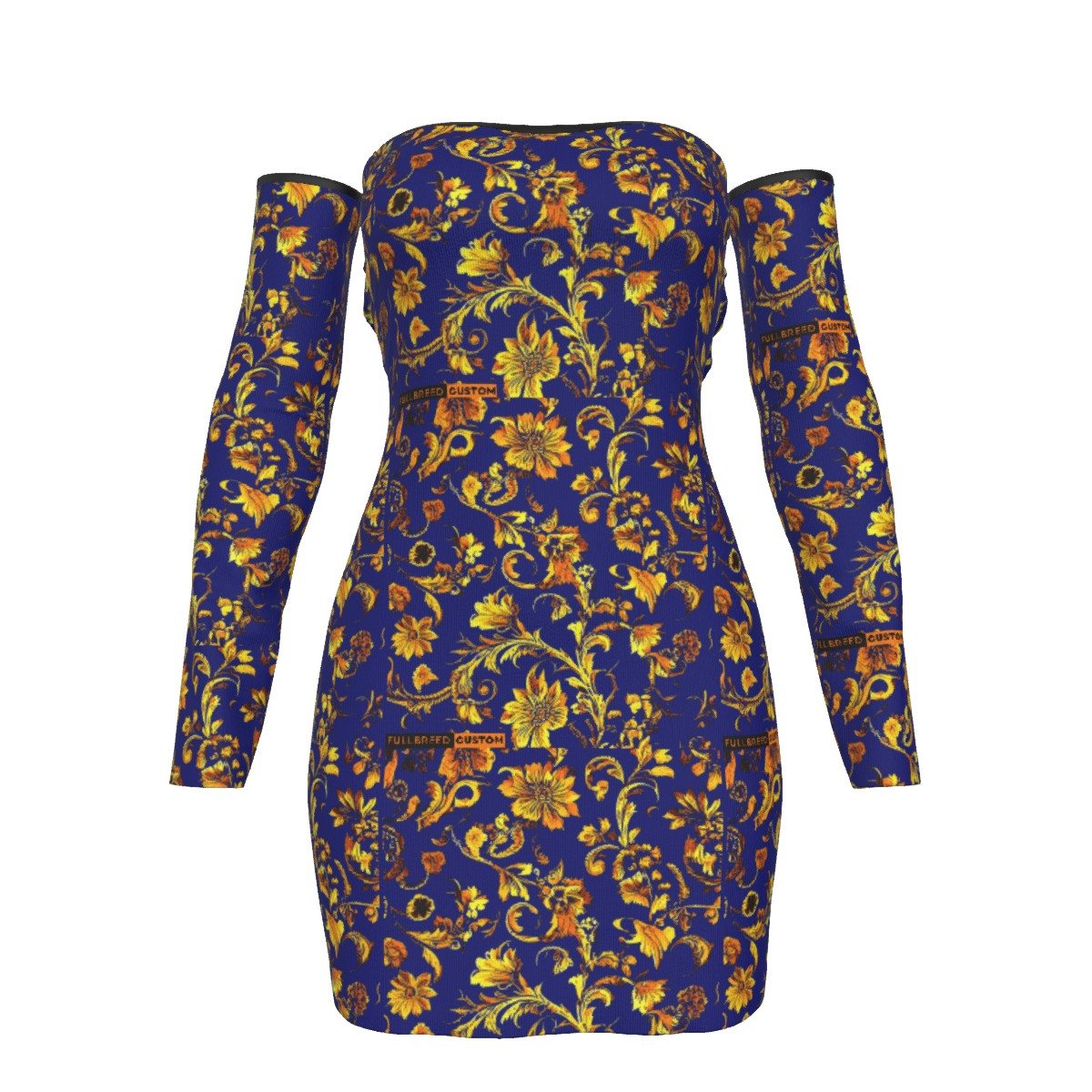 All-Over Print Women's Off-shoulder Back Lace-up Dress - Image 3