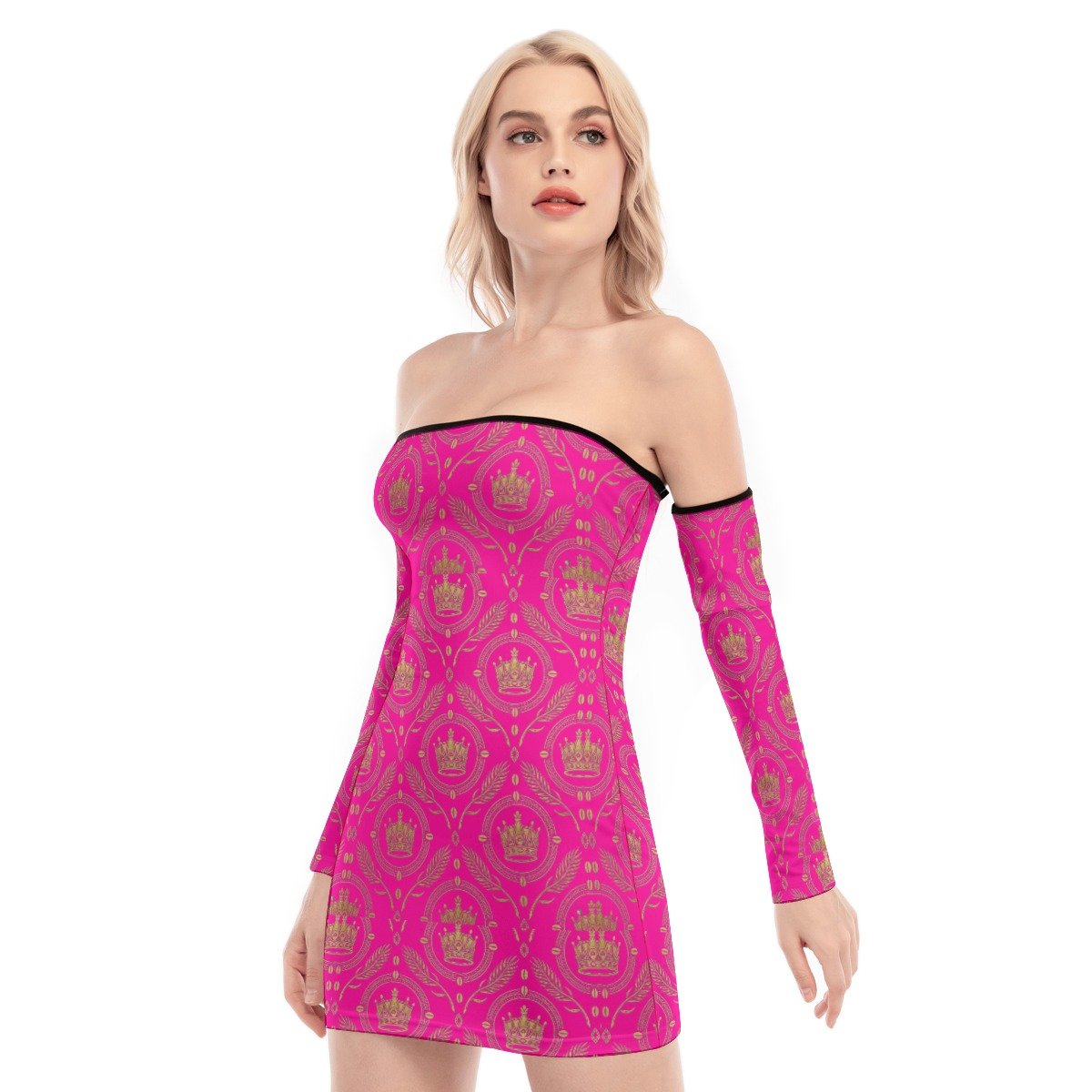 FullbreedCustom Print Women's Off-shoulder Back Lace-up Dress - Image 3
