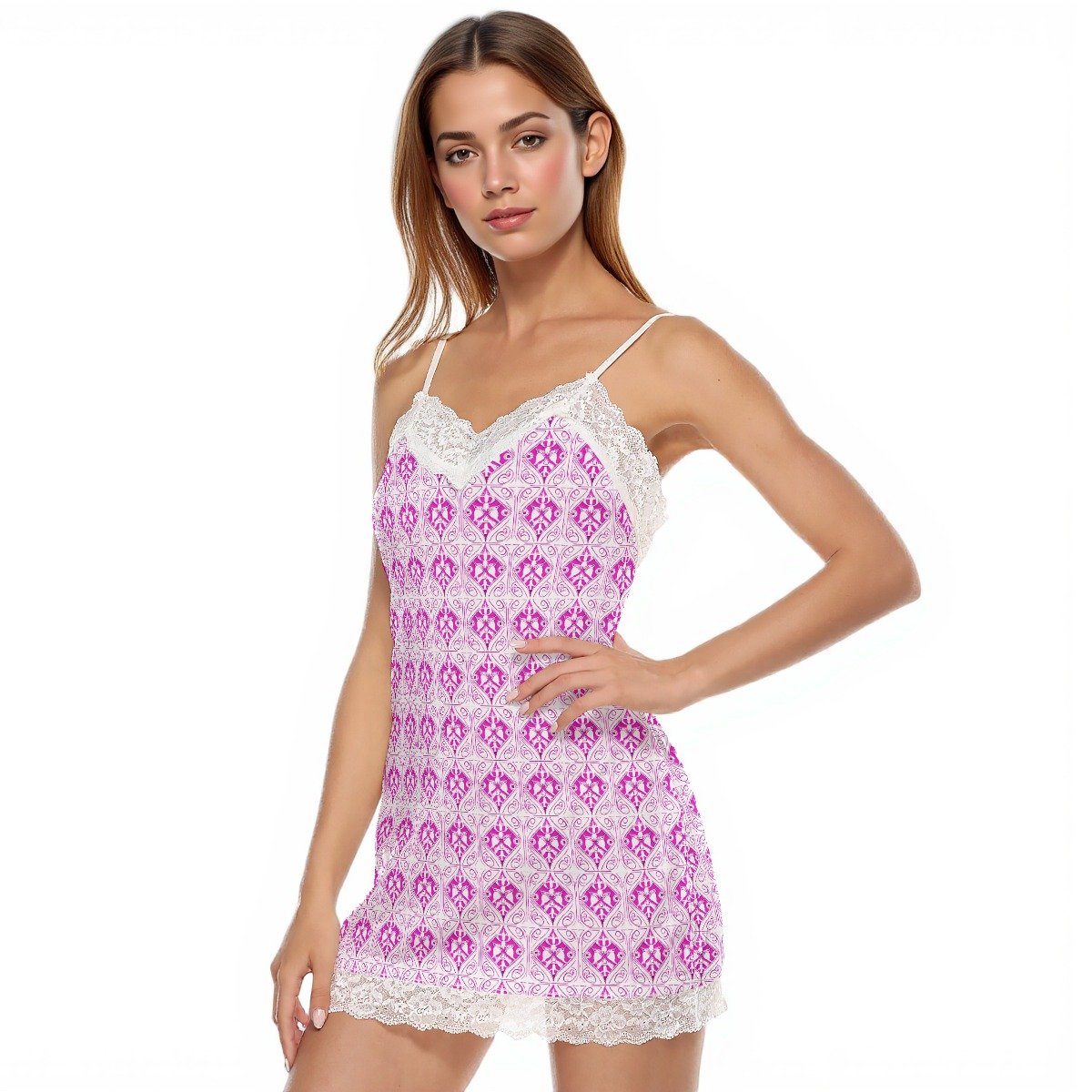 All-Over Women's Cami Dress With Lace Edge - Image 2
