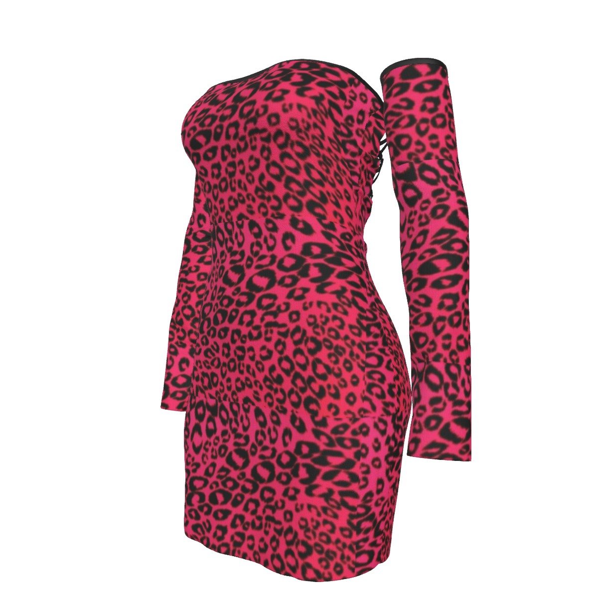All-Over Print Women's Off-shoulder Back Lace-up Dress - Image 2