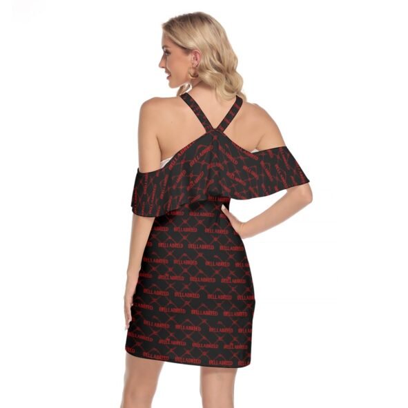 All-Over Print Women's Cold Shoulder Cami Dress With Ruffle
