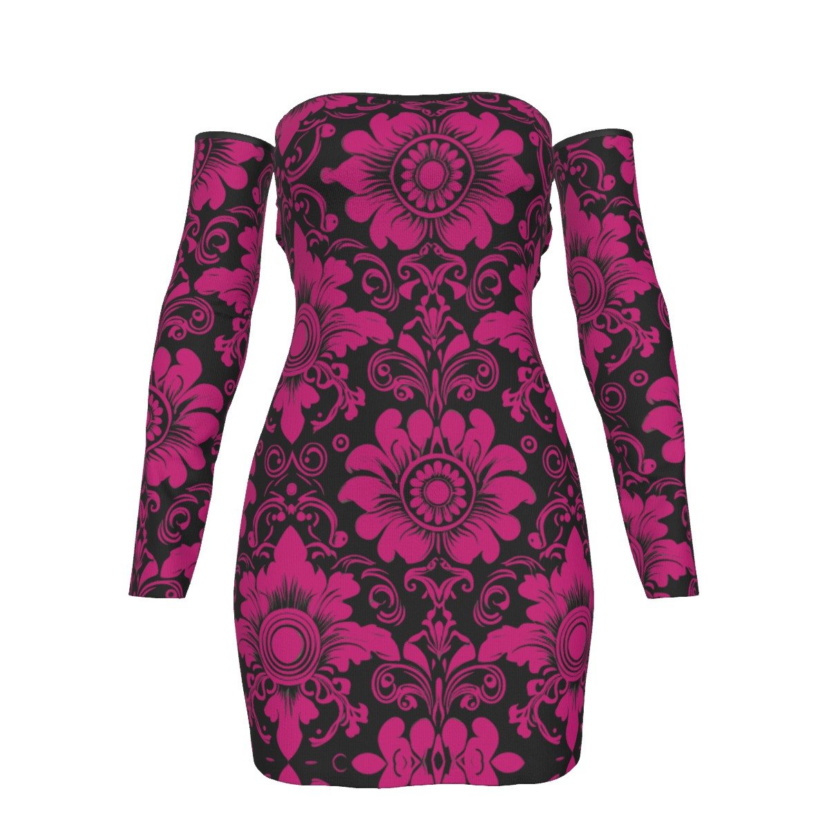 All-Over Print Women's Off-shoulder Back Lace-up Dress - Image 4