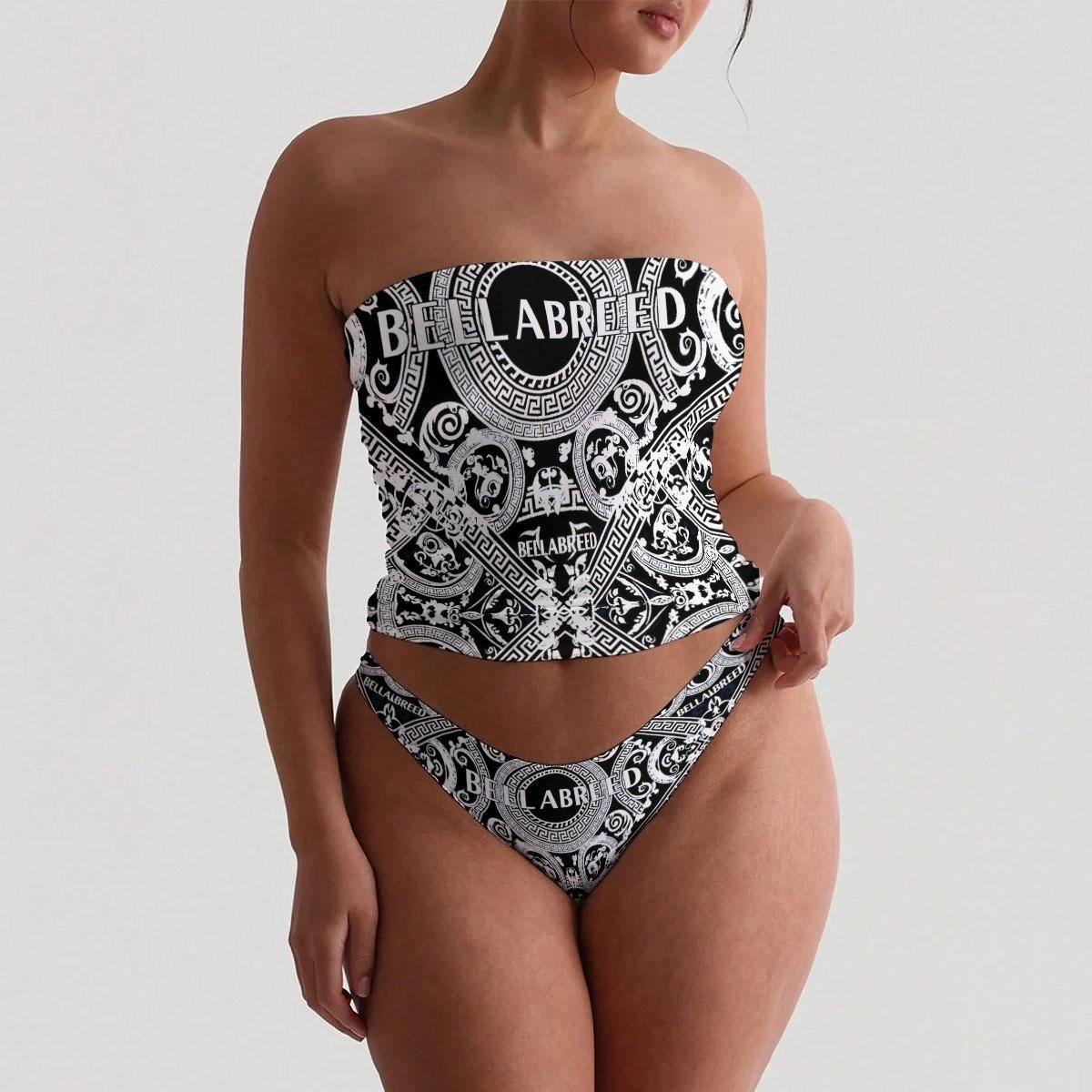 All-Over Print Women's Strapless Tube Top Set - Image 2