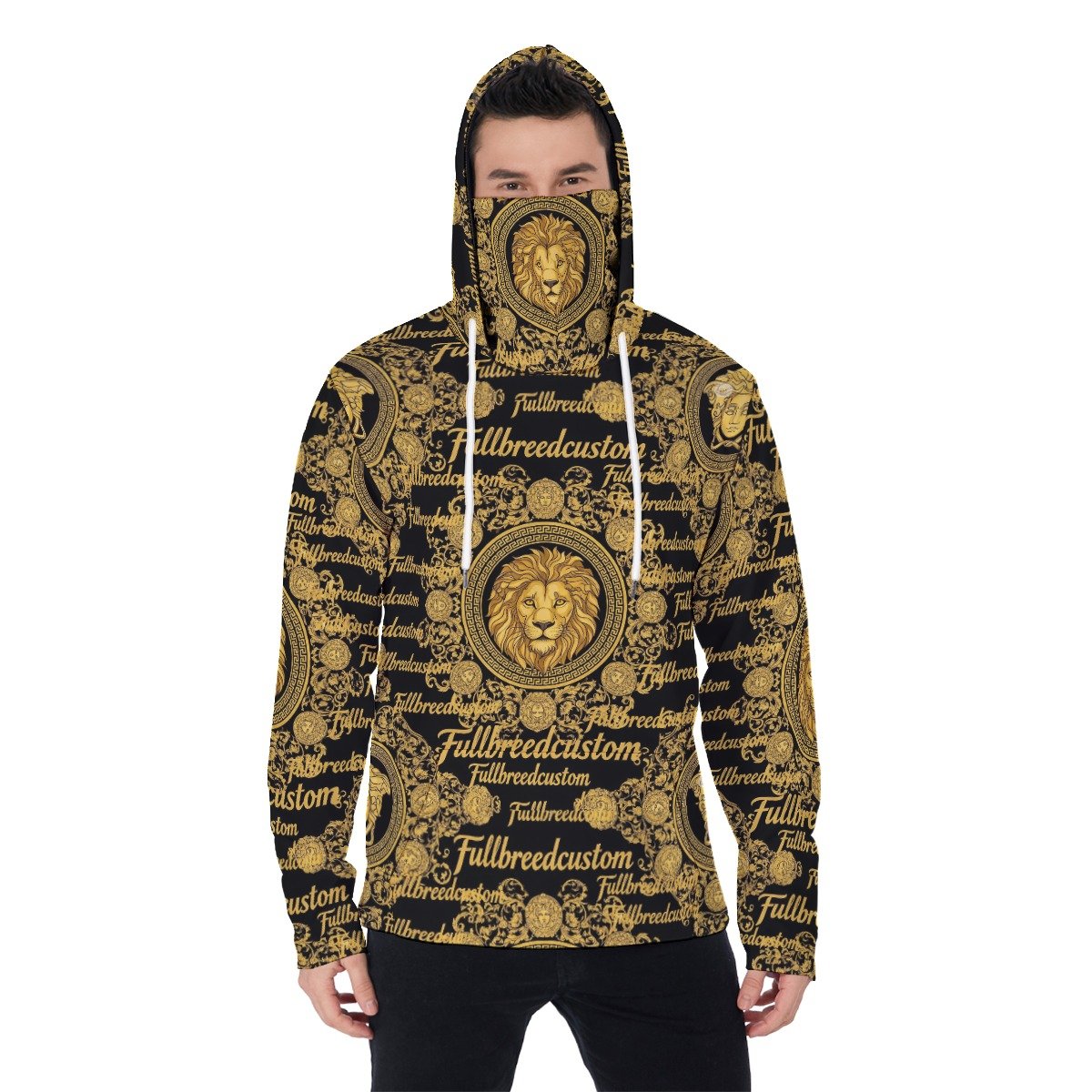 All-Over Print Men's Heavy Fleece Hoodie With Mask