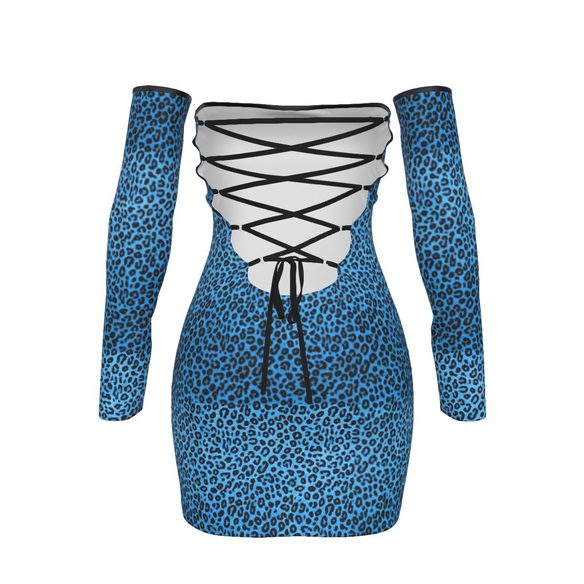 All-Over Print Women's Off-shoulder Back Lace-up Dress - Image 2